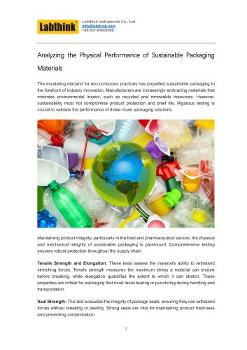 Analyzing the Physical Performance of Sustainable Packaging Materials