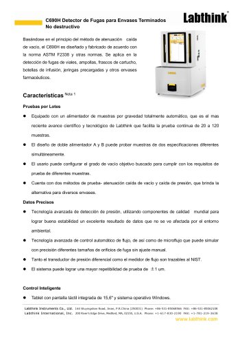 C690H Detector de Fugas para Envases Terminados No destructivo