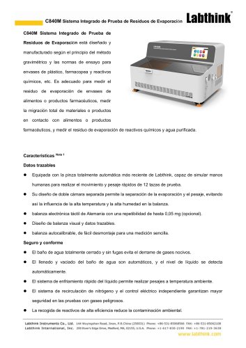 C840M Sistema Integrado de Prueba de Residuos de Evaporación