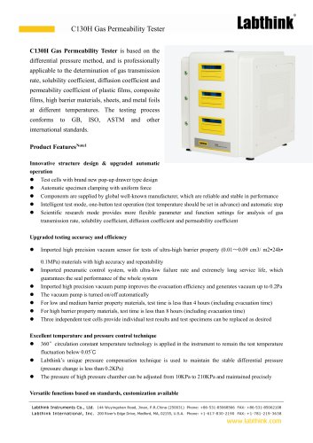 Differential pressure method gas transmission rate and solubility coefficient Tester
