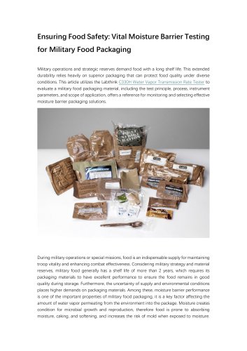Ensuring Food Safety-Vital Moisture Barrier Testing for Military Food Packaging