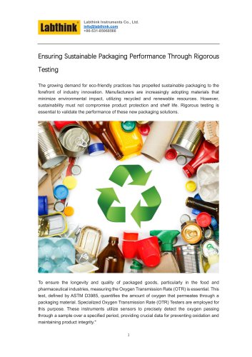 Ensuring Sustainable Packaging Performance Through Rigorous Testing