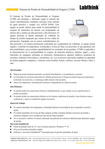 Instrumento de prueba de barrera de oxígeno para envases de proteína en polvo