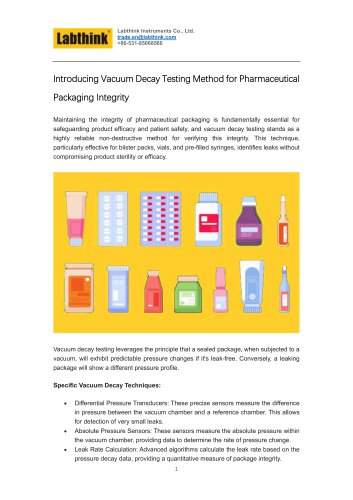 Introducing Vacuum Decay Testing Method for Pharmaceutical Packaging Integrity