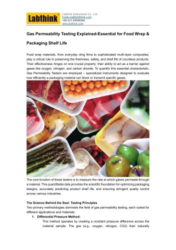 Labthink - Gas Permeability Testing Explained - Essential for Food Wrap & Packaging Shelf Life
