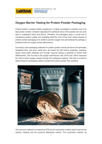 Oxygen Barrier Testing for Protein Powder Packaging