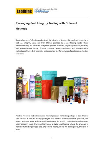 Packaging Seal Integrity Testing with Different Methods