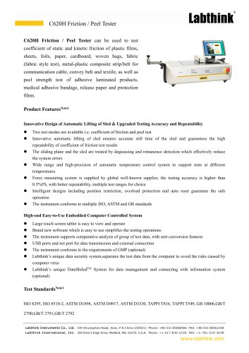Plastic films coefficient of static and kinetic friction tester