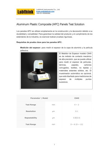 Principales métodos e instrumentos de prueba para el control de calidad de los paneles APC