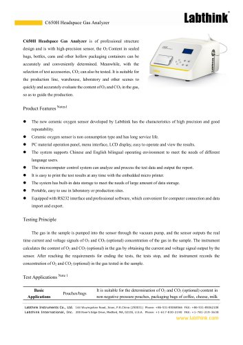 Sealed Packaging Headspace Gas Analyzer