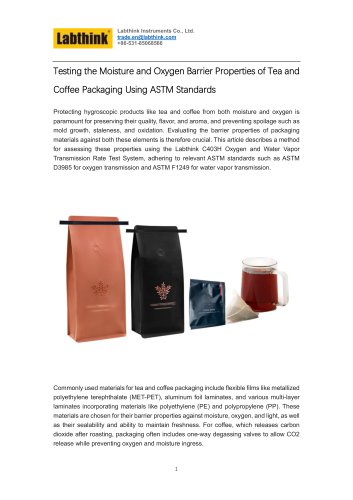 Testing the Moisture and Oxygen Barrier Properties of Tea and Coffee Packaging Using ASTM Standards