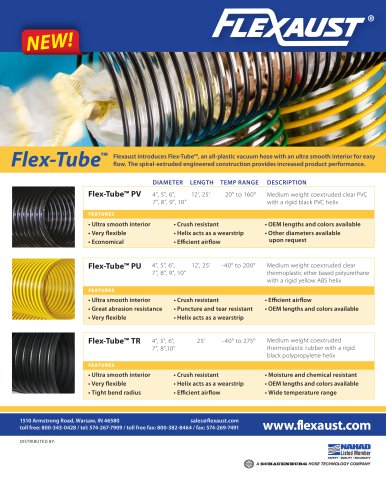 Flex-Tube™, All-Plastic Ultra Smooth Interior Vacuum Hoses