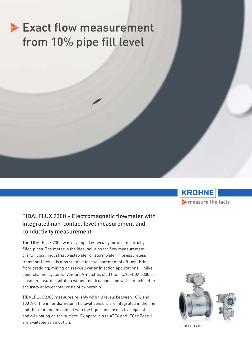TIDALFLUX 2300 &ndash; Electromagnetic flowmeter with  integrated non-contact level measurement and  conductivity measurement - KROHNE Messtechnik GmbH