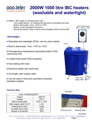 2000W 1000 litre IBC heaters