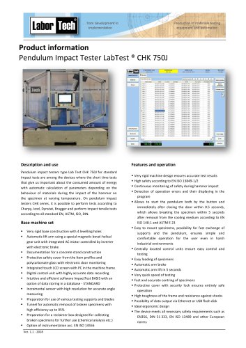 Charpy testing pendulum impact tester LabTest CHK 750J