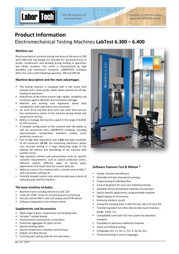 Electromechanical Testing Machines LabTest 6.300 – 6.400