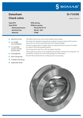 Check valves: BCV/BCVA