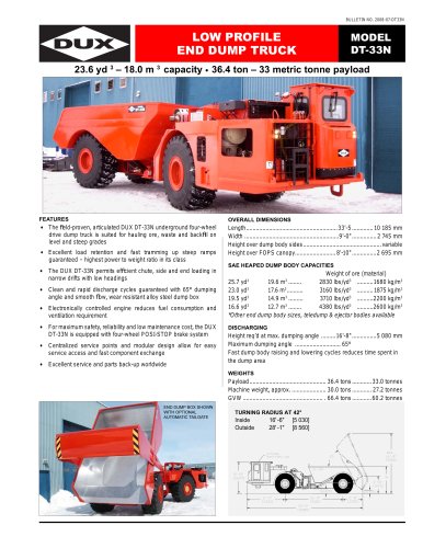 Low Profile End Dump Truck (DT-33N)