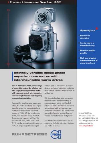 Single-phase asynchronous motor with intermountable worm drives