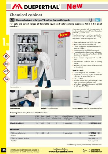 Chemical cabinet - for combined storage with Type 90 unit