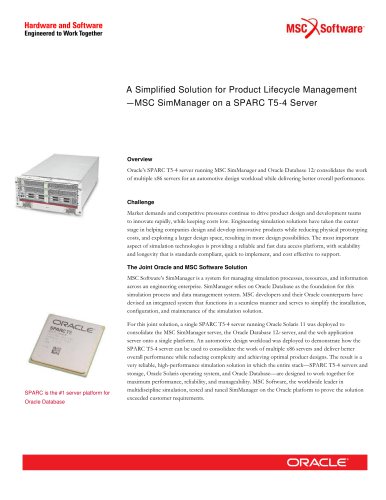 A Simplified Solution for Product Lifecycle Management - MSC SimManager on a SPARC T5-4 Server