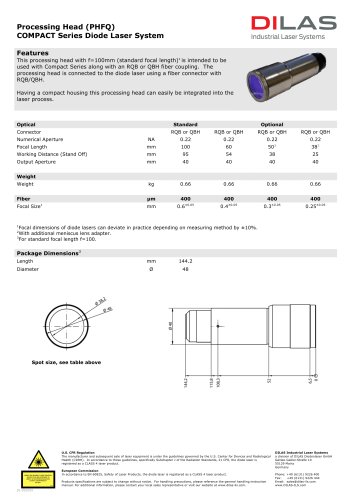 Basic Processing Head for QBH Fiber