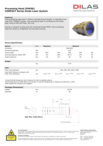 Basic Processing Head for SMA/QBH Fiber (PHFx0)