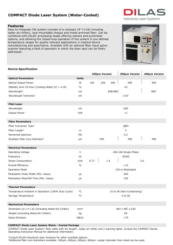 COMPACT (Water-Cooled) Diode Laser System