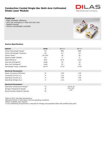 Conduction Cooled Single Bar Both Axis Collimated Diode Laser Module