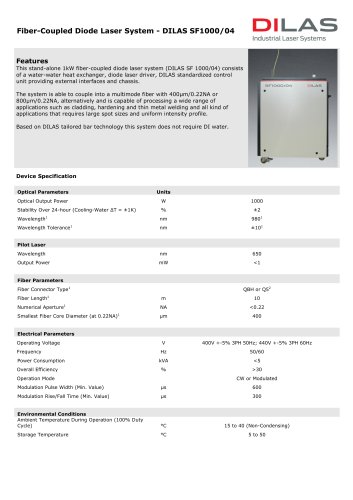 Fiber-Coupled Diode Laser Systems Kilowatt System 980nm