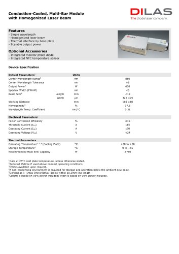 Homogenized Line, Conduction-Cooled 880nm