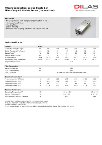 MF Unpolarized Conduction-Cooled, Fiber-Coupled