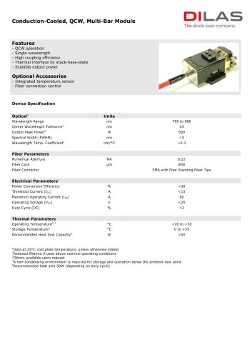 MMF Conduction-Cooled, Multi-Bar, Fiber-Coupled