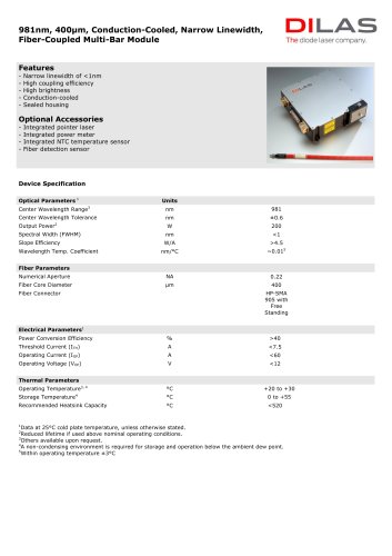 Multi-Bar Modules - Narrow Linewidth 981nm