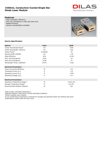 Single Bar, Conduction-Cooled Module 1550nm