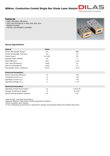 Single Bar, Conduction-Cooled Module 808nm