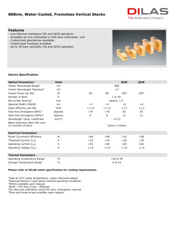 Water-Cooled, Fast-Axis Collimated & Uncollimated (Frameless)