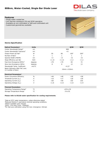 Water-Cooled Fast-Axis Collimated & Uncollimated (Single Bar)