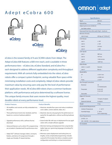 Adept eCobra 600 SCARA robot