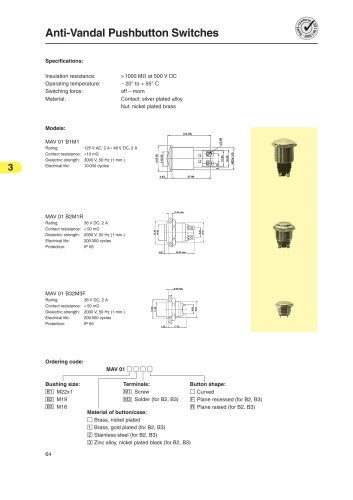 Anti-Vandal Pushbutton Switches