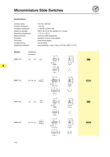 Microminiature Slide Switches