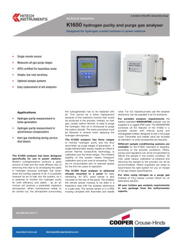 K1650 hydrogen purity and purge gas analyser