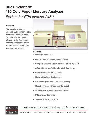 Buck Scientific 410 Cold Vapor Mercury Analyzer