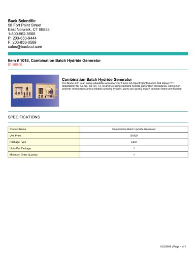 Combination Batch Hydride Generator