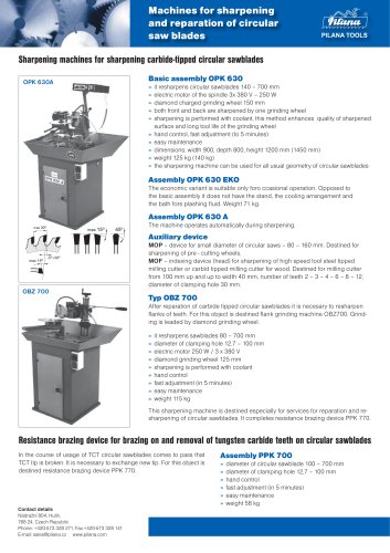 achines for Sharpening and Repair of Saw Blades