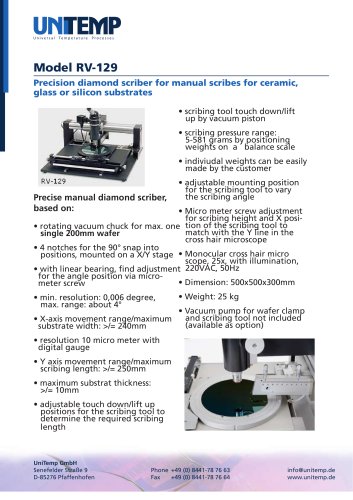 Precision diamond scriber for manual wafer scribing