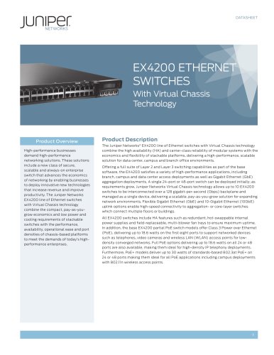 EX4200 Ethernet Switches with Virtual Chassis Technology