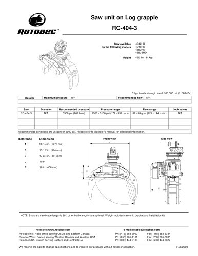 Saw unit on Log grapple RC-404-3