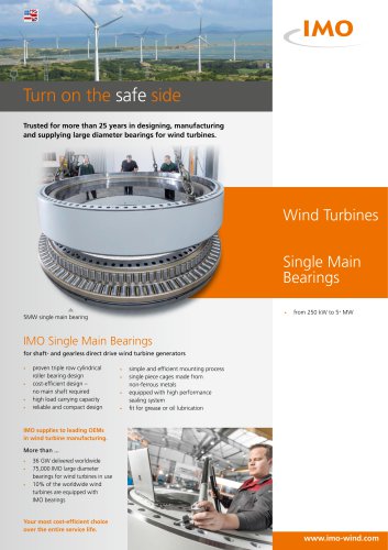 Single Main Bearings for Wind Turbines