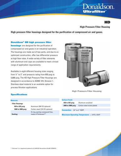 HD High Pressure Filter Housings